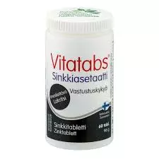 Vitatabs Sinkkiasetaatti Lakritsi 60 tabl. / 96g - Hyvinvointi - 81000034 - 1