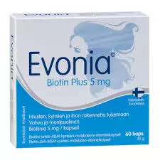 Evonia Biotin Plus 5mg 60 kaps. / 35g - Hyvinvointi - 81000045 - 1